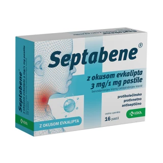 Septabene z okusom evkalipta 3 mg/1 mg pastile, 16 pastil