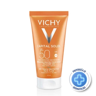 Vichy Ideal Soleil Dry touch emulzija za obraz SPF 50+, 50 ml