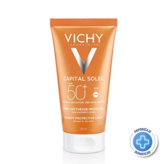 Vichy Ideal Soleil Žametna krema za lepši videz kože SPF 50+, 50 ml