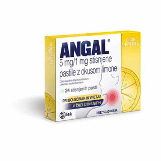 Angal 5 mg/1 mg, stisnjene pastile z okusom limone