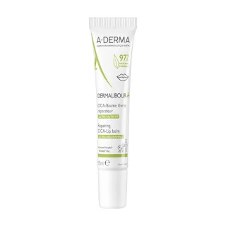 A-derma Dermalibour + obnavljajoči Cica - balzam za ustnice, 15 ml