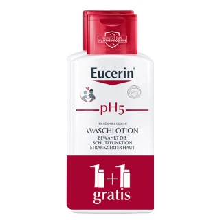 Eucerin pH5 tekoči losjon za umivanje, 200 ml, 1 + 1 gratis