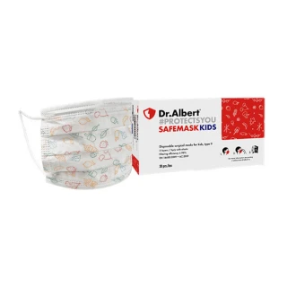 Maska zaščitna za enkratno uporabo, dr. Albert, otroška, 30 kom v škatli