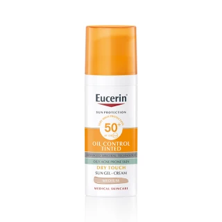 Eucerin Sun Oil Control kremni gel za zaščito pred soncem ZF 50+ v odtenku Medium, 50 ml