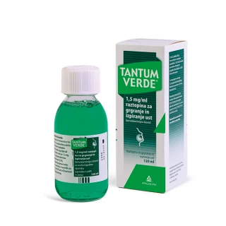 Tantum Verde 1,5 mg/ml raztopina za grgranje in izpiranje ust, 120 ml