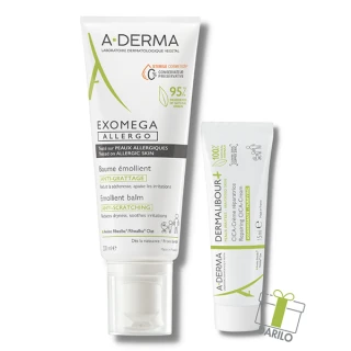 A-derma Exomega Control Allergo emolientni blazam, 200 ml + darilo A-derma dermalibour + obnavljajoča Cica - krema, 15 ml