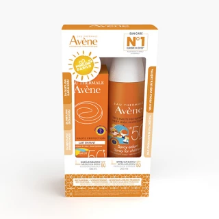 Avene sun otroško pršilo za zaščito pred soncem SPF 50+ 200ml + darilo Avene losjon za otroke SPF 50+ 100ml