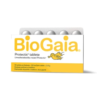 BioGaia Protectis žvečljive tablete z okusom jagode, 30 tablet