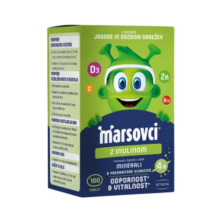 Marsovci, žvečljive tablete z inulinom, okus mix, 100 tablet