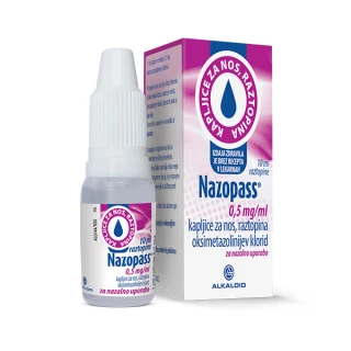 Nazopass 0,5 mg/ml, kapljice za nos, raztopina, 10 ml