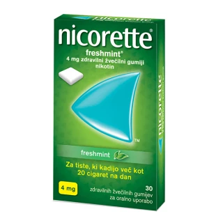 Nicorette Freshmint 4 mg, 30 zdravilnih žvečilnih gumijev