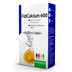 FidiCalcium 600, šumeče tablete, 2 x 10 šumečih tablet