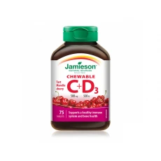 Jamieson Vitamin C + D3 žvečljive tablete, 75 tablet