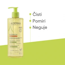 A-derma  Exomega Control emolientno čistilno olje za tuširanje, 500 ml plastenka 